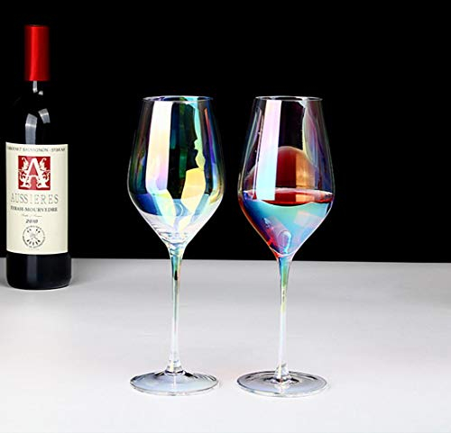 Carafe à décanter en cristal multicolore – 100% verre soufflé à la main sans plomb 2 verres à vin colorés.