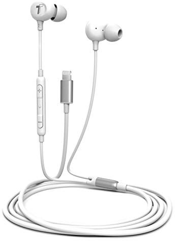 Thore - Auricolari per iPhone (V60) con cavo in ear Lightning (certificato Apple MFi) con microfono, telecomando per iPhone 11/Pro Max/Xr/Xs Max/X/SE/8/7, colore: Bianco