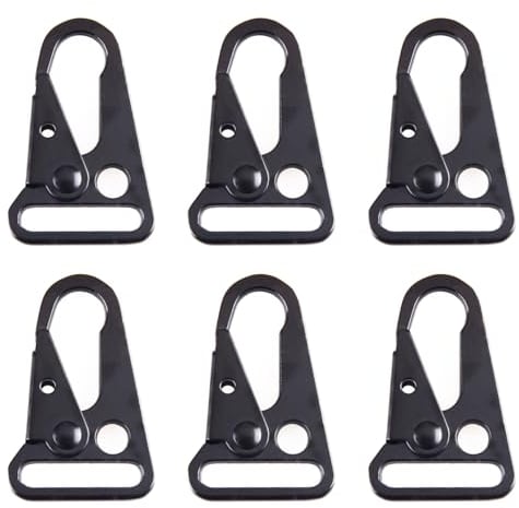 TRIWONDER Vergrößerte Mund-Clips Haken, Clips Haken, Karabiner Schlüsselanhänger für Paracord Rucksack Outdoor Aktivitäten (25mm Schwarz (6 TLG))