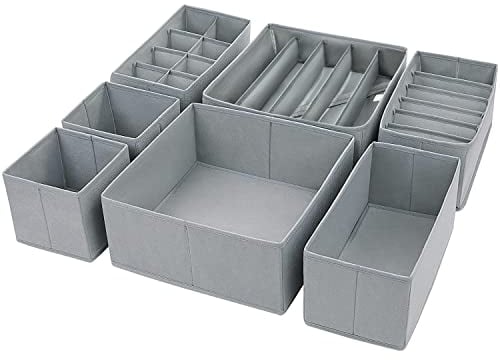 DIMJ Aufbewahrungsbox Faltbox - Kleiderschrank Organizer, Schrank und Schubladen Ordnungssystem für BHs, Unterwäsche, Socken, Hemden, Spielzeug, Büromaterial, 7 Stück(Rosa)