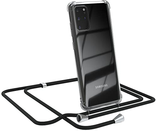 EAZY CASE Handykette kompatibel mit Samsung Galaxy S20 Plus / S20 Plus 5G Handyhülle mit Umhängeband, Handykordel mit Schutzhülle, Silikonhülle, Hülle mit Band, Stylische Kette, Schwarz