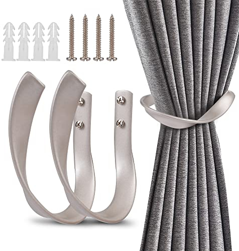 Vorhanghalter für Fenstervorhänge, dekorativ, Aluminiumlegierung, 2 Stück (Silver) (Silver)