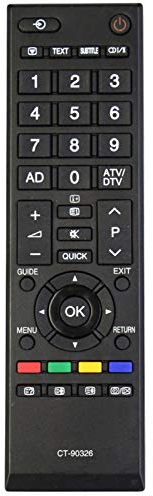 VINABTY CT-90326 Ersatz Fernbedienung Passend für Toshiba TV 42RV635DB 40RV525R 19SL738B 22SL738B 26SL738B 32SL738B 42SL738B 22EL833B 32LV703R 32CV711B 26EL83G 26EL933B 22SL738G 26SL738G 32SL738G