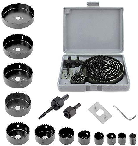 Juego de sierra perforadora 16 piezas Sierra circular Juego de sierra perforadora 19 mm-127 mm Juego de taladro perforador Cortador circular Herramienta de perforación