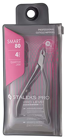 Staleks Pro Pince à cuticules professionnelle de 4 mm avec ressort, acier inoxydable, affûtage manuel NS-80-4