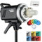 Godox MS300 300W 2.4G Eingebauter drahtloser Empfänger Leichter, kompakter und langlebiger Studioblitz Bowens Mount und 150W Modellierlampe, mit Standard Diffusor