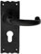 Pair Forged Curved Lever Handle on Euro Lock Backplate-155 x 54mm- Black Antique | Forged Lever on Backplate Door Handle - Internal Door Hardware - Lock, Euro, Oval and Latch Options Available