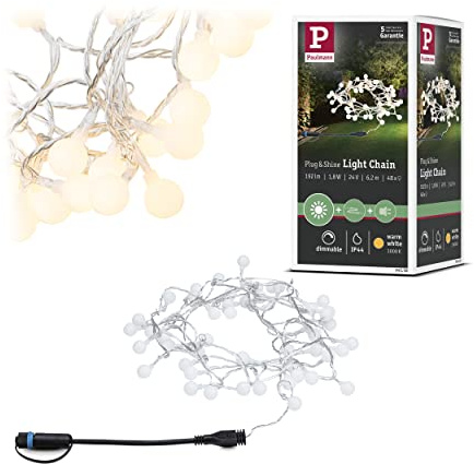 Paulmann 94558 Plug & Shine LED Außenleuchte Lichterkette IP44 Warmweiß dimmbar Schwarz Kunststoff 3000 K