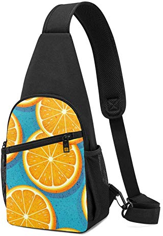 Sling Rucksack Fresh Orange Fruit Sling Bag Crossbody Schultertasche Reise Wandern Brusttasche Daypack, Schwarz , Einheitsgröße,