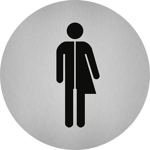 Piktogramm WC Unisex (Divers), Edelstahl, selbstklebend, Ø 50 mm