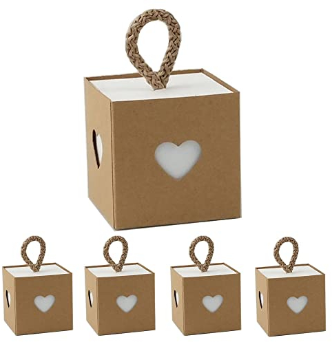50 Piezas Cajas de papel cuadradas, Caja De Papel Kraft, Cartón De Embalaje De Dulces, Cajas De Regalo Kraft Vintage, Cajas de golosinas decorativas, para El Envasado De Dulces De Boda (Brown)