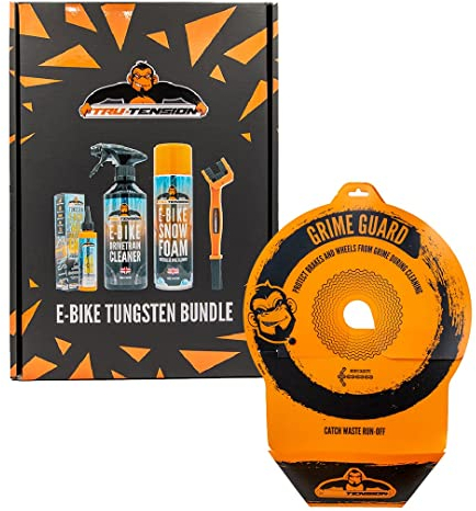 Tru-Tension | Grime Guard E-Bike Tungsten Bundle | Protect Brakes & Wheels During Cleaning | Bicycle Tools & Accessories | 5 Piece Bicycle Kit