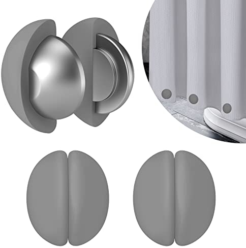 Pesos para cortina de ducha, imanes para cortina de ducha, imanes recubiertos de silicona, imanes para mantel, para cortina de ventana, cortina de ducha, mantel para dejar de soplar (gris, 3 pares)