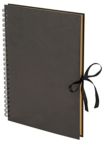 A4 Kraft Ribbon Scrapbook, Black, 40 Sheets (80 Pages), Craft Paper Scrapbooking Albums, Eco-Friendly Memory Book Photo Album, Scrapbook, Art Books
