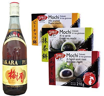 MiFan Dessert Box - Il set perfetto per gli amanti del dolce giapponese con Mochi di Matcha, arachidi e Azuki Rossi, accompagnati da Takara Umeshu Vino di prugna giapponese.