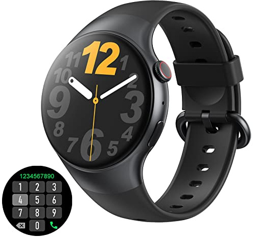 Smartwatch mit Telefonfunktion Fitnessuhr Herren Damen 1,32 Zoll Rund Touchscreen IP67 Wasserdicht Sportuhren mit personalisiertem Bildschirm, Musiksteuerung, Herzfrequenz, Schrittzähler, Kalorien