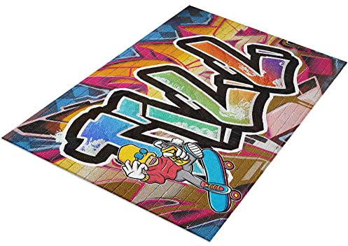 timalo® Cooler Gamer Teppich mit Namen für Jungen | Personalisierter Kinderteppich mit Wunschname Gaming Fußmatte Deko Kinderzimmer Graffiti | carpet-gamer-70x50-14