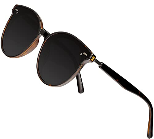 Arjien Vintage Polarisierte Sonnenbrille Damen Herren UV400 Schutz Große Runde Brille mit Ultraleicht TR90 Rahmen