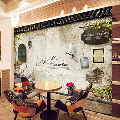 CILODO Papier Peint Panoramique 3D Vintage et murs 3D Papier Peint pour Salon Chambre Restaurant Enfant Décoration Murale 350cm×250cm(LxH)