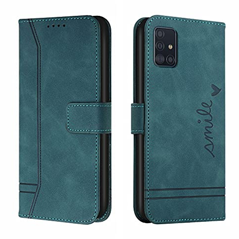 Trugox Handyhülle für Samsung Galaxy A71 / SM-A715 Hülle Klappbar Klapphülle mit Kartenfach Handytasche Handy Schutzhülle Tasche Leder Wallet Flip Case Slim Book Cover - Blaugrün