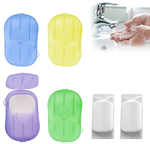 120 Hojas de Jabón de Papel, 4 Cajas Jabón de Papel Portátil x 20Pzs, Acampar