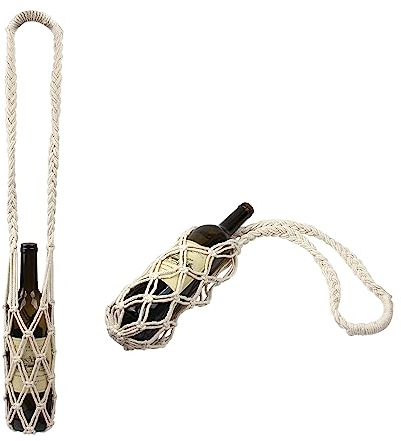 Porssaut Sac de Bandoulière en Filet Bouteille d'eau Porte Gourde en Macramé Coton Tissé Housse de Protection pour Bouteille d'eau de Sport