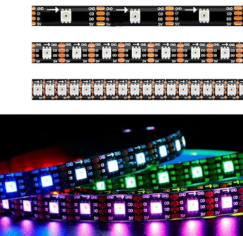 TOPXCDZ DC5V APA102 SK9822 DATEN und UHR separat Smart led pixel streifen; 1m/5m;30/60/144 leds/pixel/m;IP30/IP65/IP67 (Black PCB IP67, 5 M 60 Led/M)