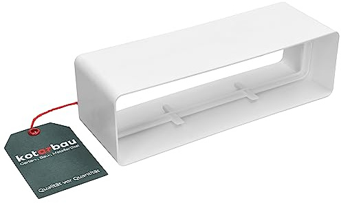 KOTARBAU® Verbindungsstück für Lüftungssysteme 205 mm x 60 mm Flachkanal Rechteckiger Rohrverbinder Weiß Abluftkanal Effektives Kanalverbindungsstück aus Kunststoff Abluftrohr Lüftungsrohr