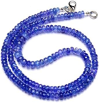 Kashish Gems & Jewels Natürliche AAA Edelstein Tansanit Halskette 4,5 bis 6,5 mm Größe facettierte Rondelle Perlen | 45,7 cm volle Halskette | Geschenk für Mädchen, 3,5–5,5 mm, Edelstein, Tansanit,