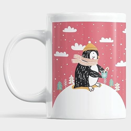 Gift Island Penguin Winter Gift Mug - 11oz Novelty Penguins Gift/Cup - Cute Christmas Mug for Hot Chocolate, Coffee, Tea