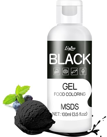 Lebensmittelfarbe Gel - 100ml Gel Lebensmittel Farben für Kuchen, Backen, Kekse, Macaron - Zuckerfrei Konzentrierte Farbe Food Coloring für Tortendeko, Getränken, Osterei, DIY Slime (Schwarz)