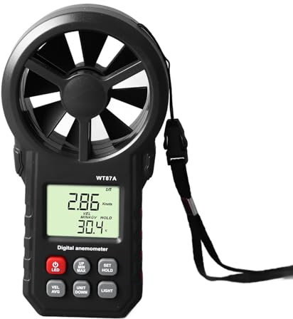 Anemometro Digitale Intelligente, Misuratore di velocità del Portatile Ad Alta Precisione con Display LCD Retroilluminato, Test della velocità del, Temperatura del