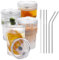 Realway - Bicchieri in plastica infrangibile, con coperchio e cannuccia, 482 ml