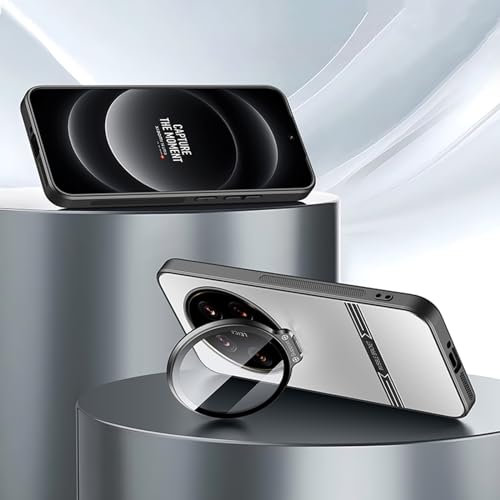 TIANYUE Hülle für Xiaomi 14 Ultra, Slim Shell Film Integrierte Handyhülle mit Objektivdeckel der Kamera, PC Hard Cover mit Halterung für Xiaomi 14 Ultra-Silber