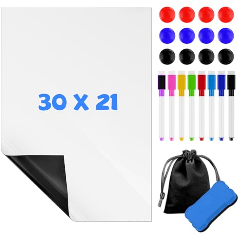 Whiteboard Folie, A4 Magnettafel Selbstklebend, Whiteboard Magnetisch Folie, Inklusive Marker und Schwamm, Whiteboard Sticker DIY Whiteboardfolie Kreidetafel Wandaufkleber für Büro Schule Zuhause