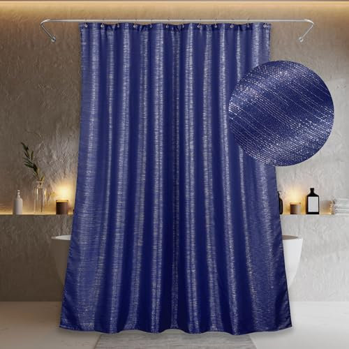 Popkozzi Rideau de Douche en Polyester pour Salle de Bain, Anti-moisissure, Hydrofuge, Lavable, pour Salle de Bain, 183 x 183 cm, Bleu à Paillettes