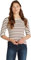 Tommy Hilfiger Women's Long Sleeve Slim Fit Boat Neck Top, Multicolor (Fine STP Calico/Deep Rouge), L