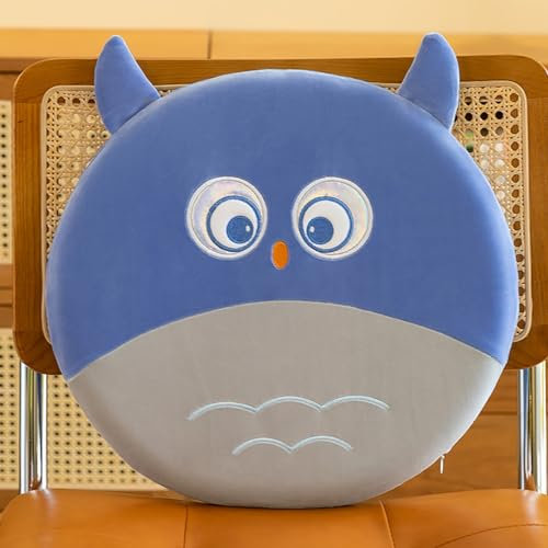 champracer Runde Stuhlkissen Kinder,Cartoon Rundes Kissen, Stuhlkissen Dickes Stuhlkissen ,40cm Memory Foam Sitzkissen Stuhl Sitzpolster mit Abnehmbarer Bezug, Cartoon Tier Sitzauflage (Eule)