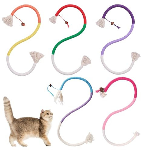 DHSBGWSX 5 Pièces Corde À Mâcher pour Chat, Corde De Dentition pour Animaux De Compagnie, Jouet À Mâcher pour Chat, Jouet Interactif pour Chat, Corde À Taquiner pour Chat