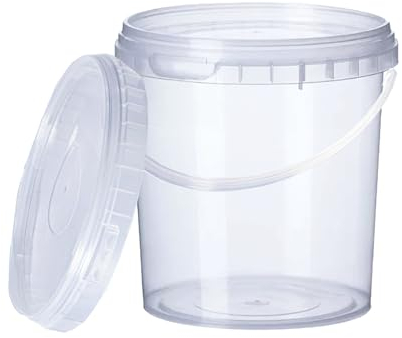 GROWMANIA Cubo Plástico 5L Transparente con Asa – Bote Hermético Apto para Alimentos, Líquidos y Pintura - Bote Almacenamiento – Contenedor Resistente