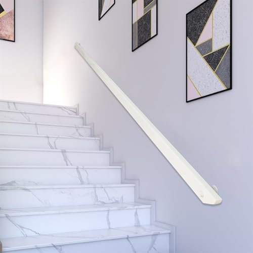 Pasamanos Escalera Madera, Pasamanos de escalera de madera con soportes de metal, montado en la pared barandilla pasamanos con el hardware de montaje completo, pasillo varilla de soporte