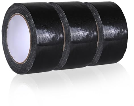 OWLMATE 3 Rolls Panzertape Extra Stark 5 cm x 20 m Gaffa Tape Rückstandsfreier Klebeband Schwarz für Innen & Außen Gewebeverstärktes Reparaturband