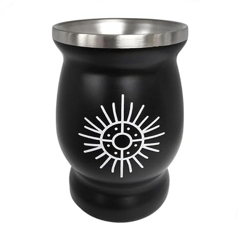 Gaucho Bruno Taza térmica de acero inoxidable Yerba Mate – Vaso aislado de doble pared para bebidas calientes y frías, diseño de sol