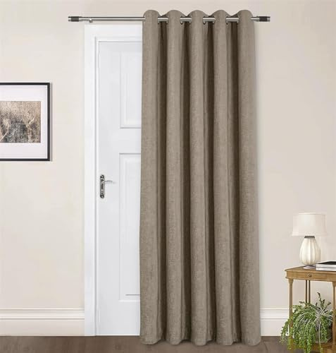 Sundour Amberley Eyelet Ring Top Door Curtain Thermally Lined Curtains Earth 66x84