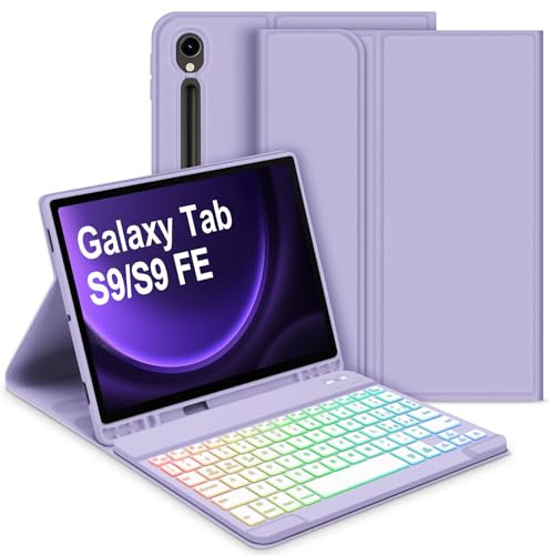 Bettdow Tastiera Custodia per Samsung Galaxy Tab S10 FE 10.9 2025, Layout Italiano Tastiera Retroilluminata Staccabile e Cover Custodia per Tab S10 FE/ S9 FE 10.9 Pollici/Tab S9 11 Pollici, Viola