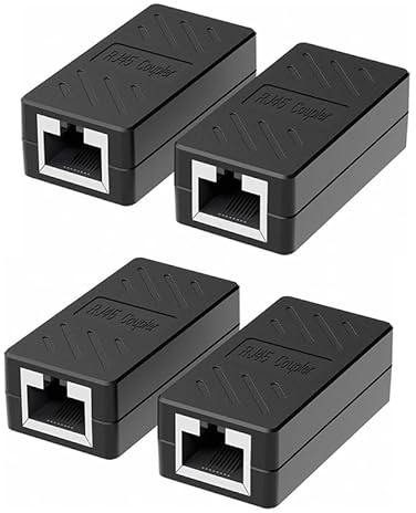 Comforty 4 Stück CAT6 Kupplung Verbinder, Kupplung für LAN Kable, LAN Kabel Verlängerung, LAN Verbinder Netzwerkkabel, Ethernet Kabel Patchkabel für Cat5 Cat5e Cat 7 Cat6