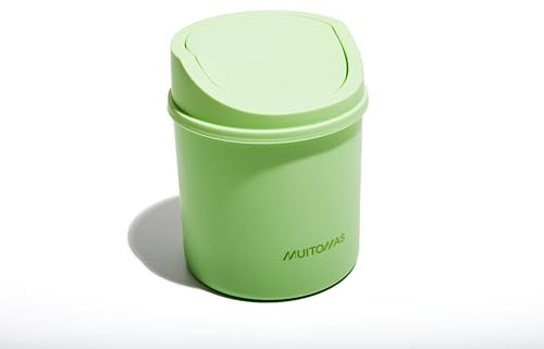 Muitomas, Mini Panier de bureau avec porte ouverte et couvercle amovible, compact pour bureau et bureau, 130 x 130 x 170 mm, couleur vert sauge
