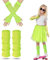Stulpen Grün Kinder, 80er Jahre Stulpen Kinder mit Neon Fischnetz Handschuhe Warm Leg Warmers Kids Schweißbänder Stulpen Neon 80er Jahre Kostüm Kinder für Mädchen Fancy Kleid 1980er Theme Party