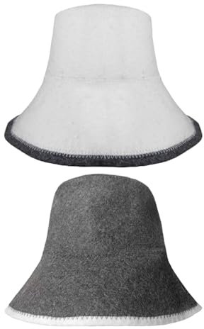 2 Piece Bucket Hats, Absorbent Felt Sauna Caps, Plush Sauna Hats, Unisex, Reusable Bucket Hats, Sauna Accessories Grey