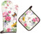 Arquiel Vintage Flower Oven Mitts and Pot Holders -100% Cotton, Heat Resistant Extra Long Oven Gloves & Hot Pads for Cooking BBQ Grilling Baking Gift, Set of 2